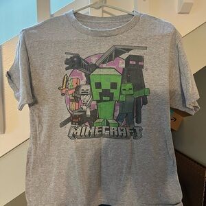 Gray Short Sleeve Tee with Minecraft Graphic